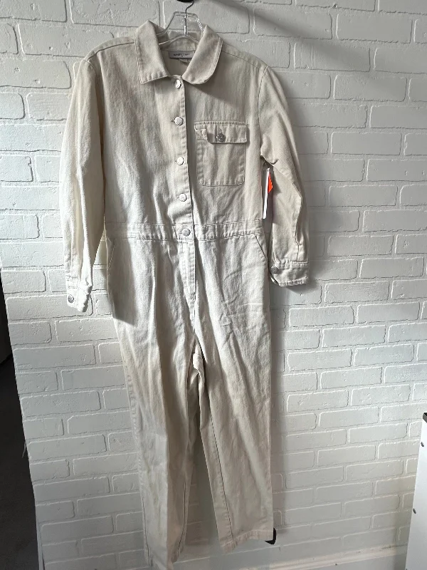 women's jumpsuits with V-necksJumpsuit By Clothes Mentor In Cream Denim, Size: S