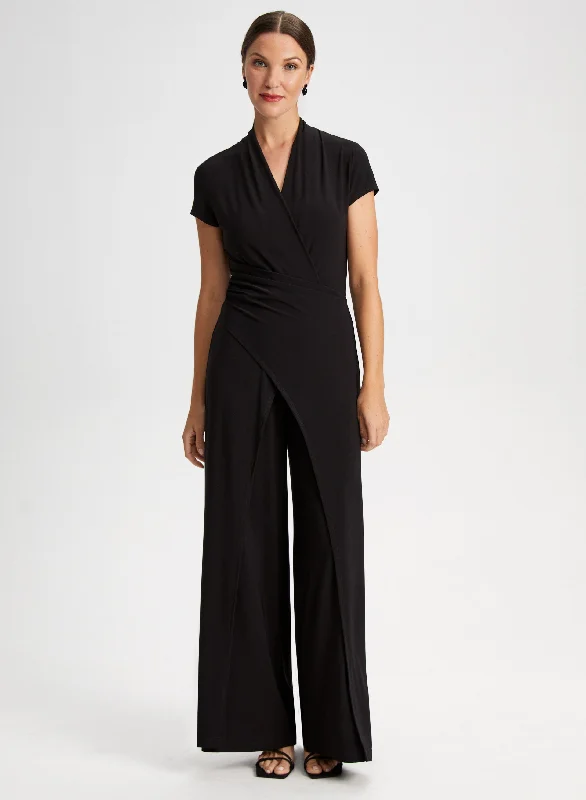 women's jumpsuits for runningV-Neck Wide Leg Jumpsuit