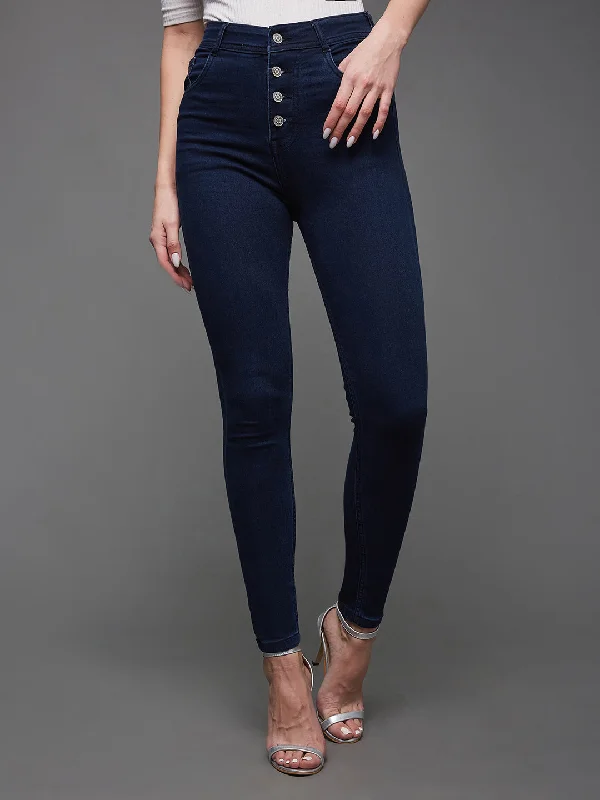 women's denim jeans for casual wear24/7 Comfort Women's Navy Blue Skinny Fit High Rise Stretchable Denim Jeans