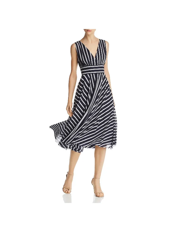 women's sustainable dressesDavid Chasse Womens Striped Sleeveless Midi Dress