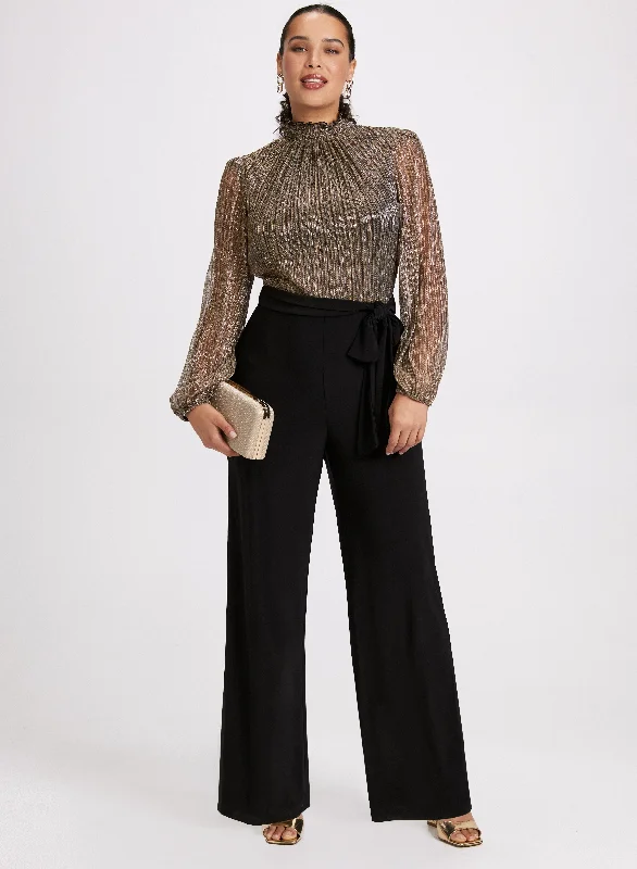 women's jumpsuits with metallic finishesMetallic Illusion Jumpsuit