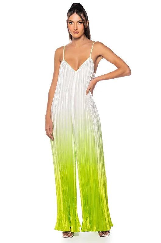 women's jumpsuits with short sleevesMEL V NECK PLEATED JUMPSUIT