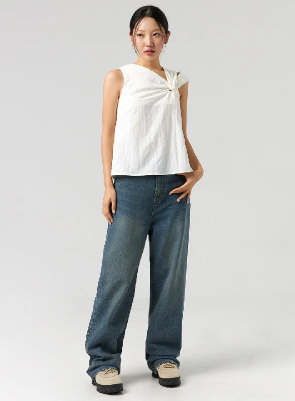 women's white denim jeansHigh Waist Wide Jeans CL326