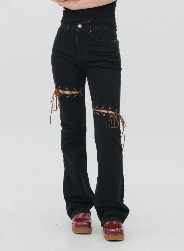 women's denim jeans with embroideryBootcut Jeans F28