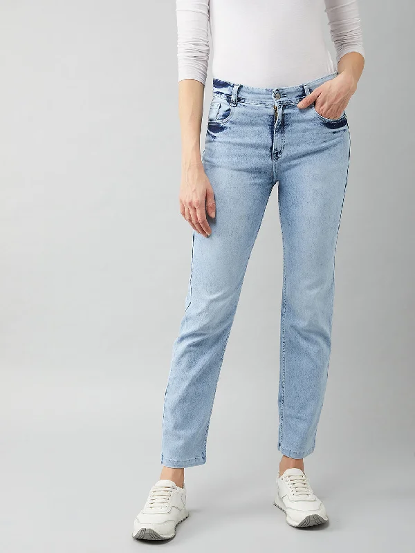 women's grey denim jeans24/7 Comfort Women's Light Blue Wide-Leg Fit High Rise Clean Look Regular Length Stretchable Denim Jeans