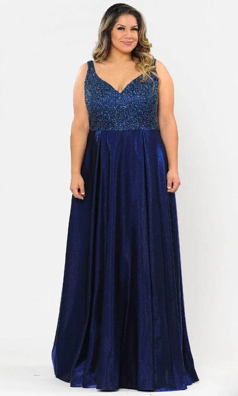 women's lightweight dressesPoly USA W1066 - Beaded Bodice A-Line Evening Gown