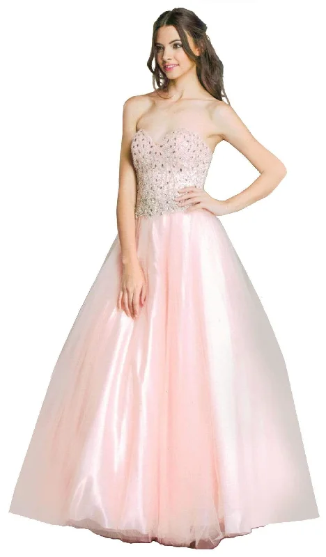 women's short-sleeved dressesAspeed Design - Iridescent Sweetheart A-Line Evening Gown