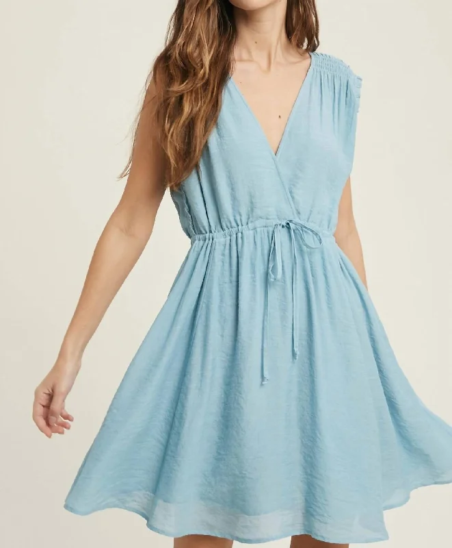 women's high-low dressesMini Dress In Misty Blue