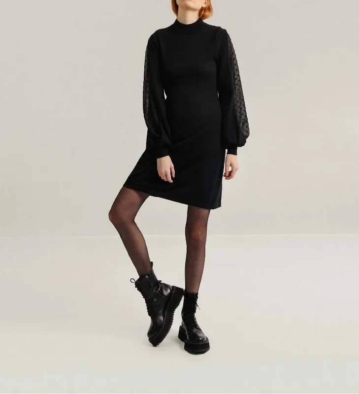 women's halter dressesMini Sweater Dress With Veil Sleeves in Black