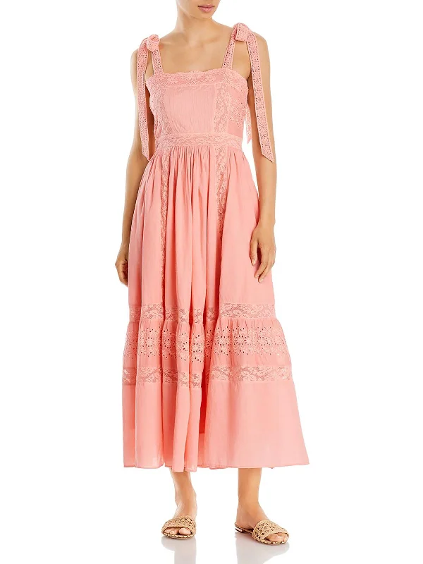 women's sustainable dressesAyala Womens Cotton Eyelet Midi Dress