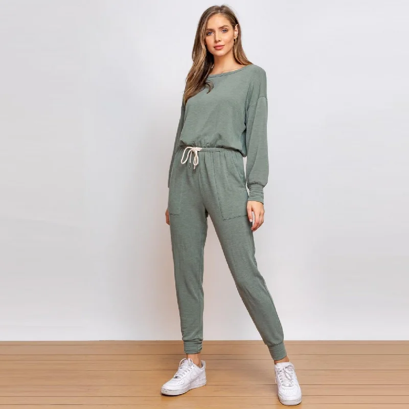 women's jumpsuits for breathable wearLong Sleeve Jumpsuit (Olive)