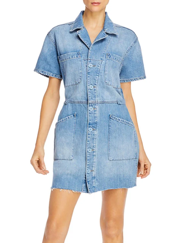 women's minimalist dressesClara Field Womens Short Sleeves Mini Shirtdress