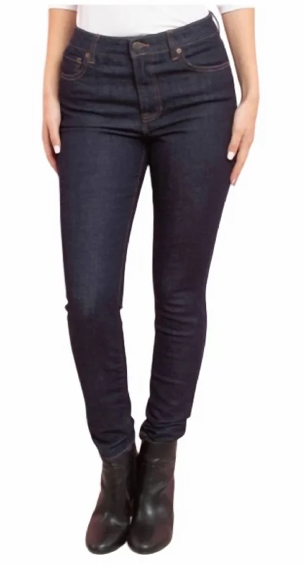 women's denim jeans with embroidered back pocketsHi-Rise Skinny Jeans In Dark Denim