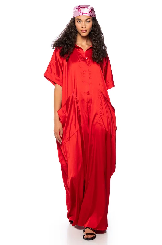 women's jumpsuits with V-necksSHE'S RICH OVERSIZED SATIN JUMPSUIT