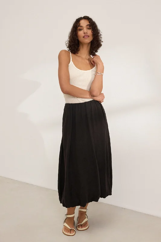 women's striped tulip skirtsRACHELLE LINEN SKIRT