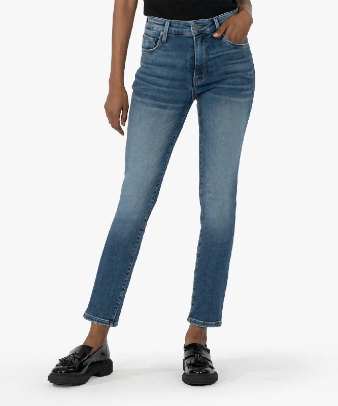 women's denim jeans with functional pocketsReese Ankle Straight Leg Jean In Royal Wash