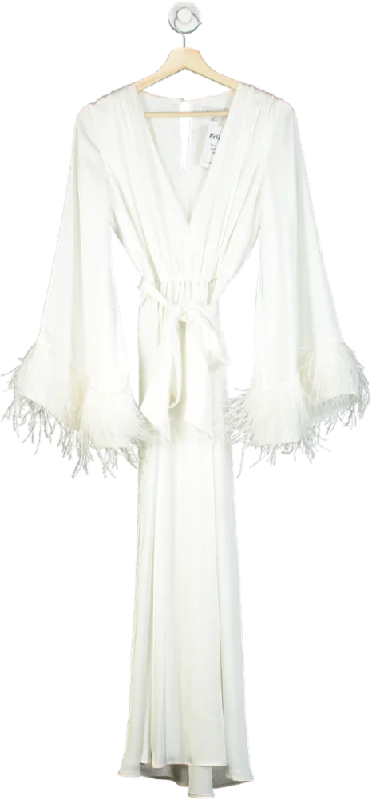 women's jumpsuits for winterNadine Merabi White Feather Trim Jumpsuit UK 6