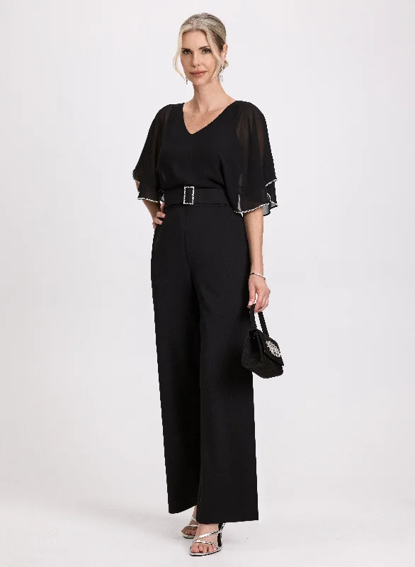 women's jumpsuits made of laceRhinestone Belt Jumpsuit