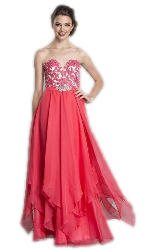 women's mini dressesAspeed Design - Strapless Pleated A-Line Evening Dress