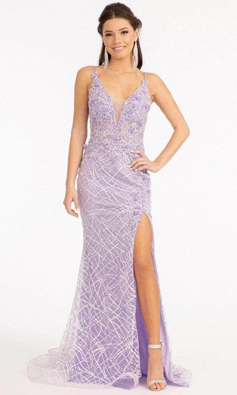 women's lace-up dressesGLS by Gloria GL3042 - Deep V-Neck Sleeveless Evening Gown