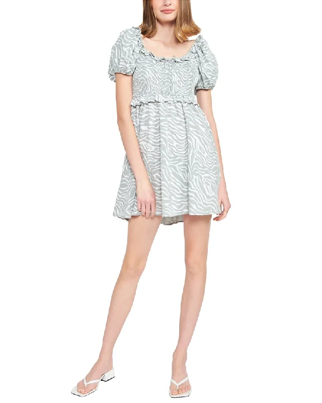 women's flutter-sleeved dressesJacquie the Label Luisa Smocked Mini Dress