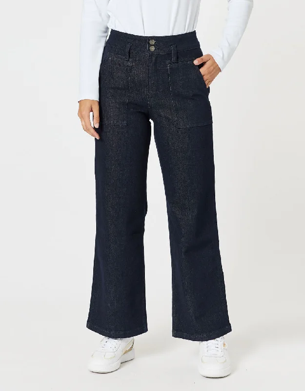 women's polyester skirtsHudson Wide Leg Jeans - Dark Denim