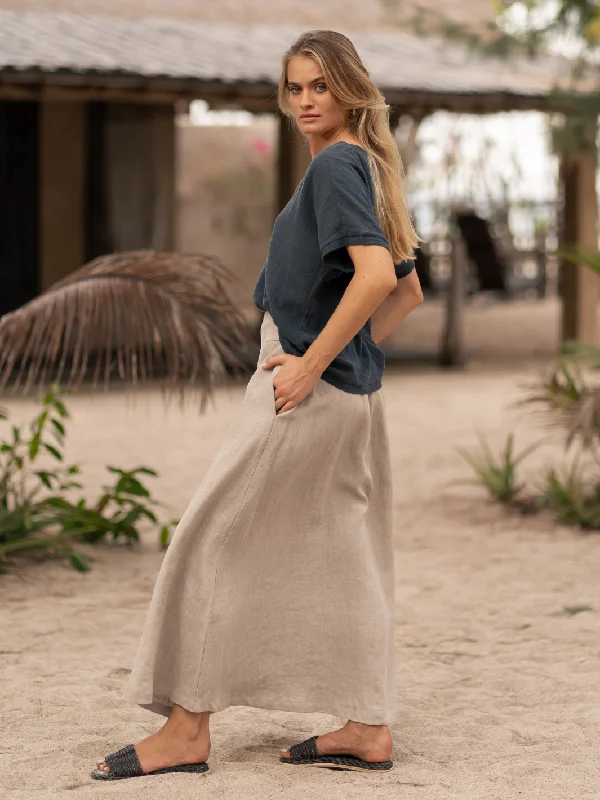 women's handmade casual skirtsSoraya Linen Skirt Flax