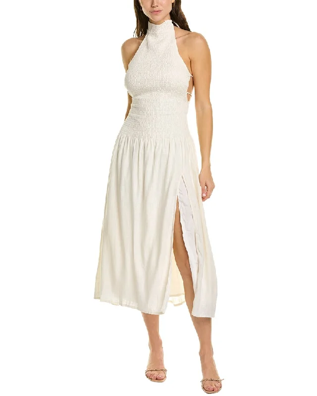 women's retro dressesSOVERE Myth Linen-Blend Midi Dress