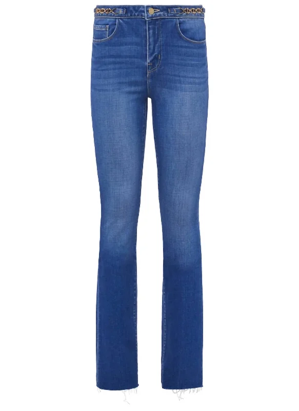 women's denim jeans with animal printsRuth High-Rise Straight Jean With Gold Chain In Blue