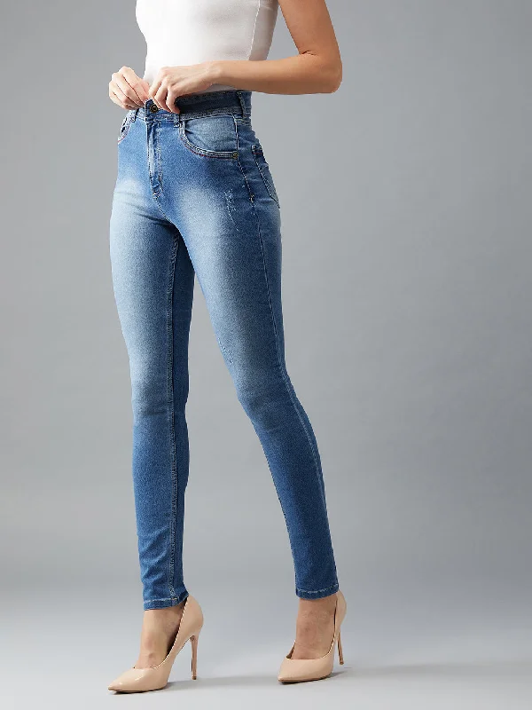 women's denim jeans with patches24/7 Comfort Women's Blue Skinny Fit High Rise Denim Stretchable Jeans