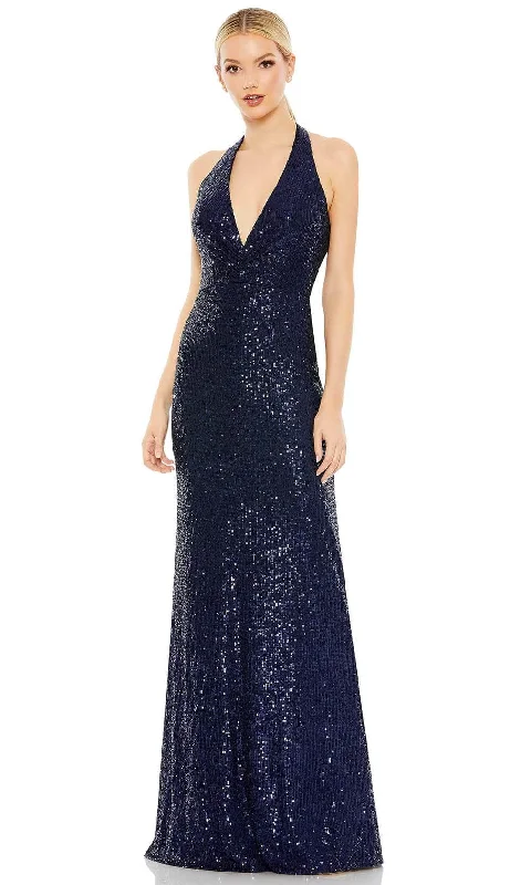 women's cinched-waist dressesIeena Duggal A11277 - Halter Neck Evening Dress