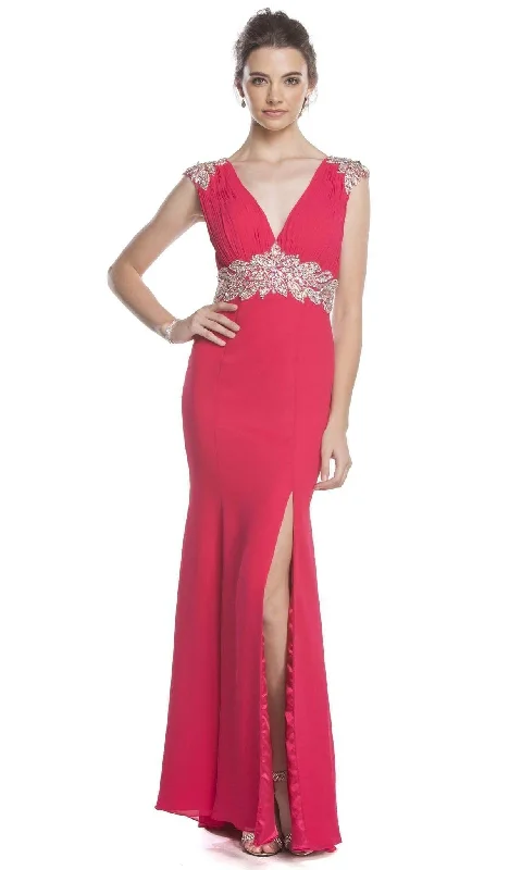 women's high-end dressesAspeed Design - Crystal Embellished Fitted Evening Dress