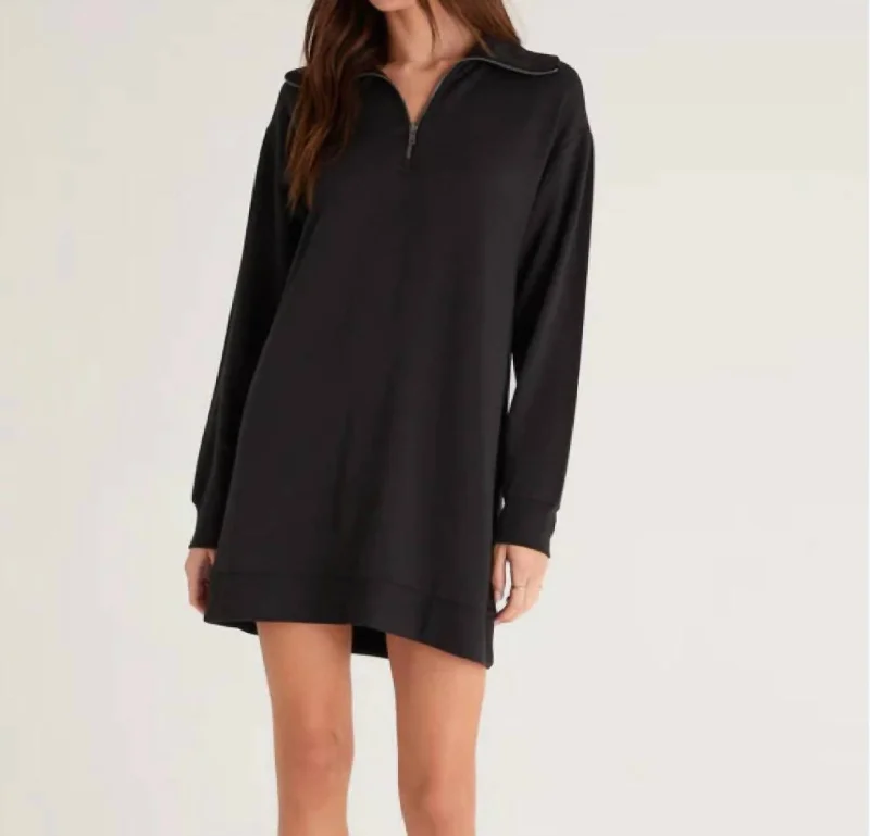 women's bridesmaid dressesAbigail Half Zip Mini Dress In Black