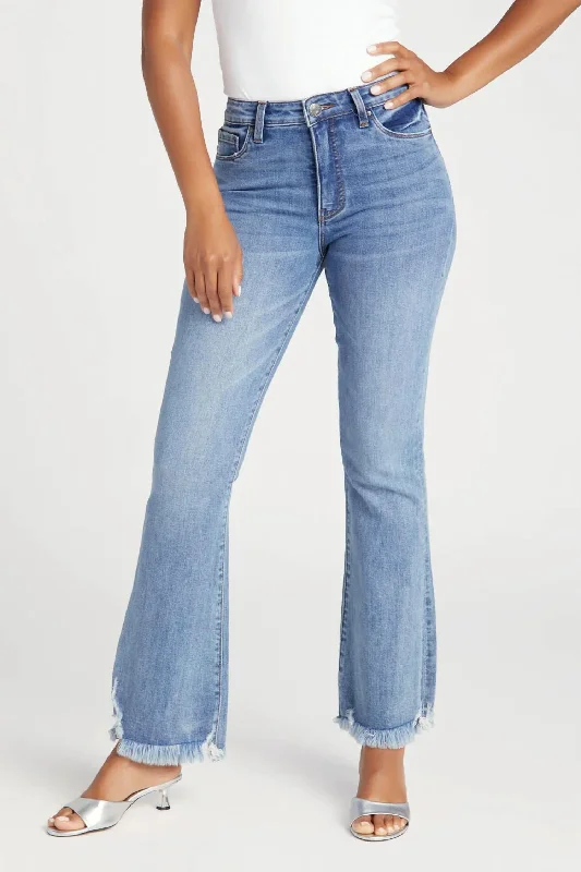 women's distressed denim jeans with holesAna High Rise Flared Jeans In Blue