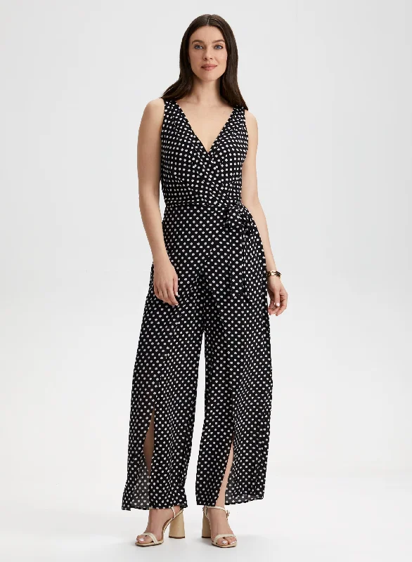 women's jumpsuits with off-the-shoulder sleevesPolka Dot Jumpsuit