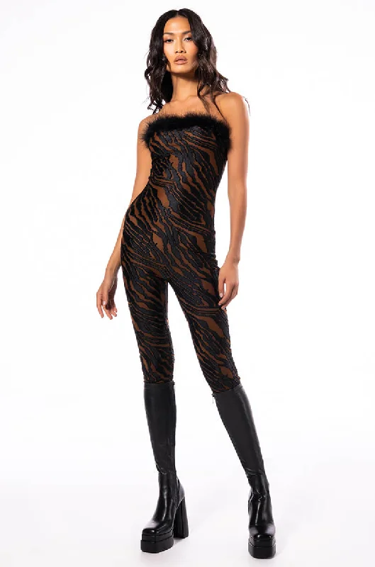 women's jumpsuits with pocketsNEVERMIND FEATHER DETAIL JUMPSUIT