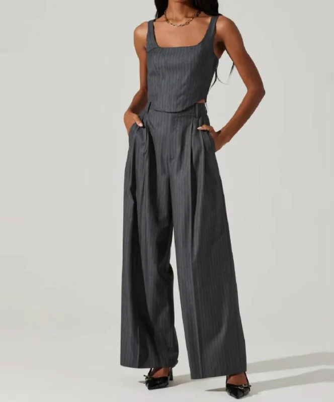 women's denim jeans for a glamorous eveningThe Label Milani Wide Leg Pants In Fossil Grey