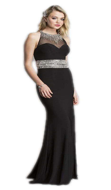 women's cotton dressesAspeed Design - Embellished Back Cutout Evening Dress