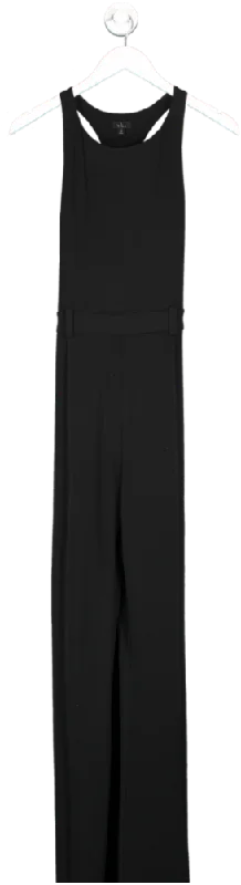 women's jumpsuits with metallic finishesNBD Black Wide Leg Jumpsuit With Side Zip With Open Back UK S