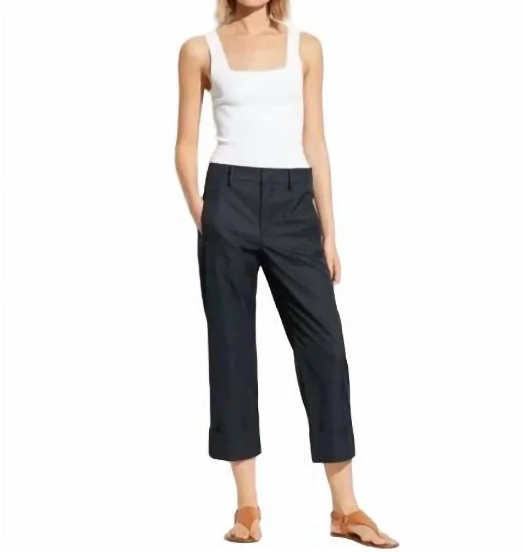 women's petite pantsCuffed Wide Leg Pant In Black