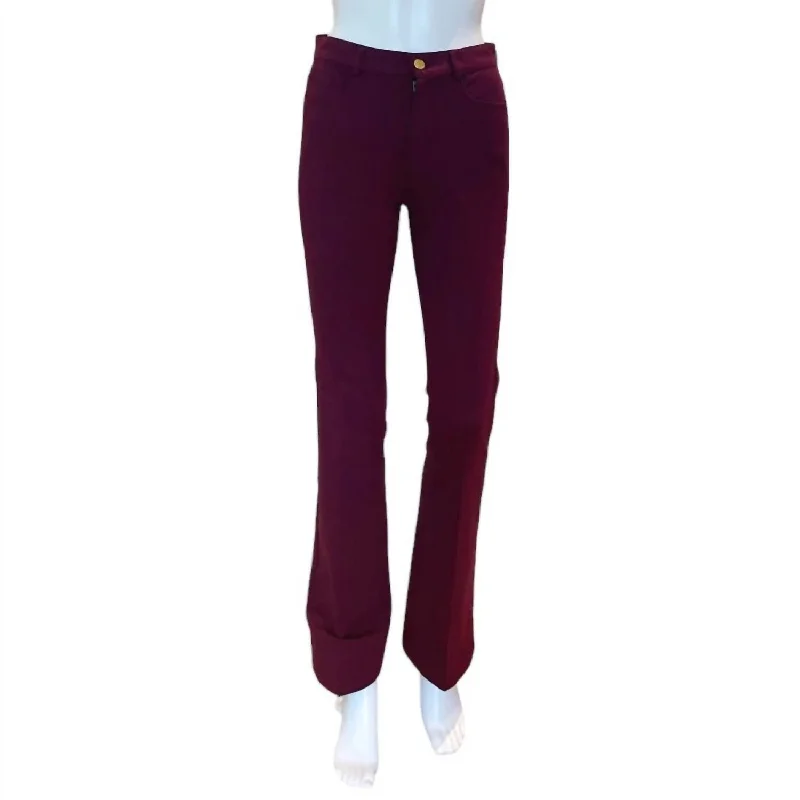 women's high-waisted pantsKnit Trousers In Bordeaux