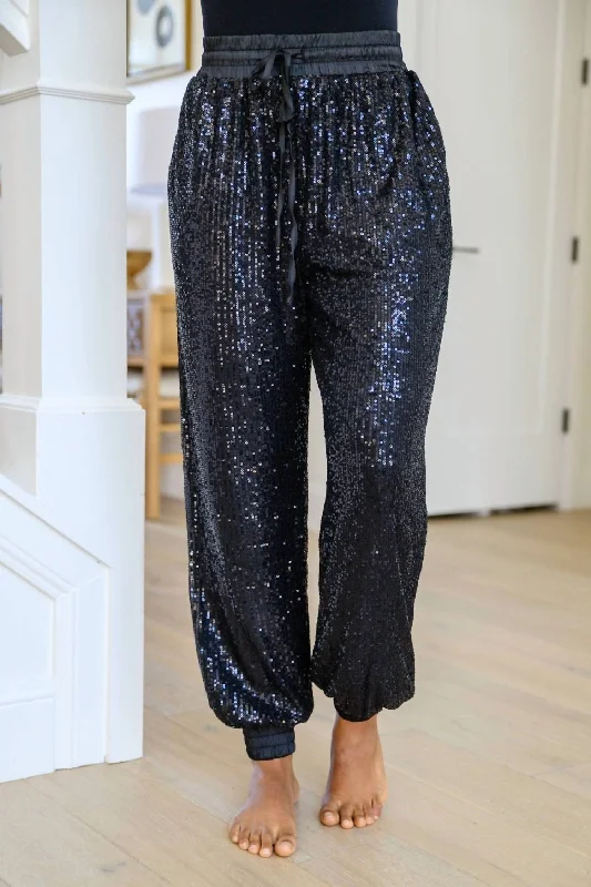 women's polyester pantsLife Of The Party Sequin Pants In Black