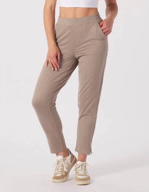 women's elastic waist pantsOn The Go Ankle Pant In Herringbone Mocha