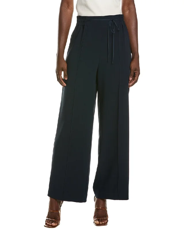 women's convertible pantsOscar de la Renta Tie-Waist Detail Silk-Blend Pant