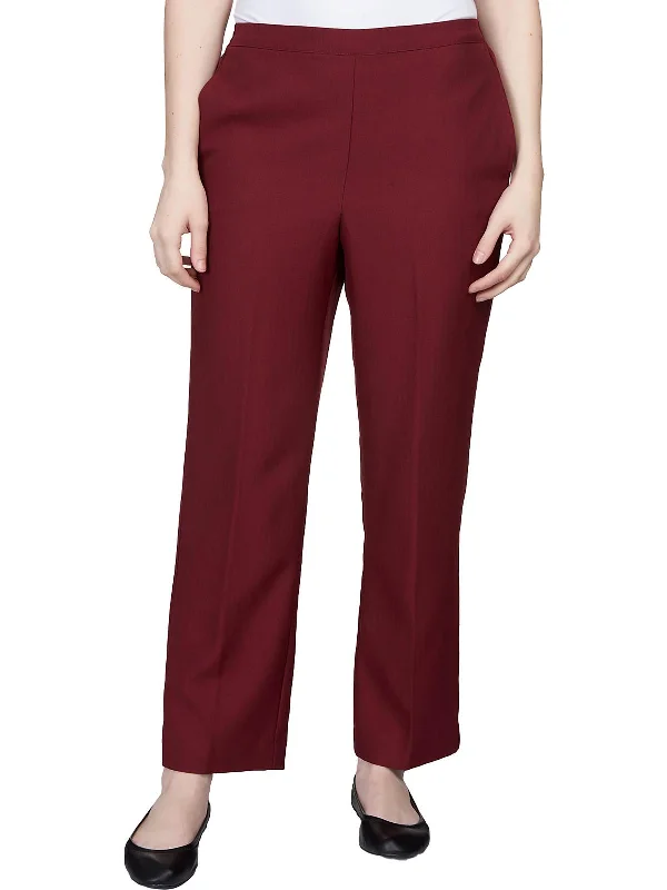 women's satin pantsPetites Womens Textured Polyester Straight Leg Pants