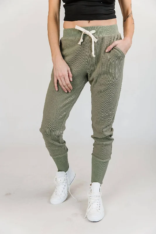 women's elastic waist pantsWaffle Knit Jogger In Willow