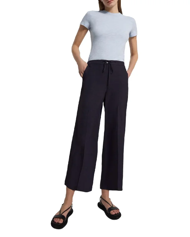 women's timeless pantsWide Crop Pant In Washed Twill In Navy