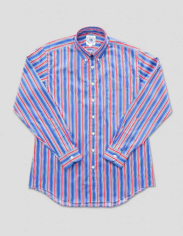 women's party dressesAWNING STRIPE LONG SLEEVE SHIRT - BLUE/WHITE/RED