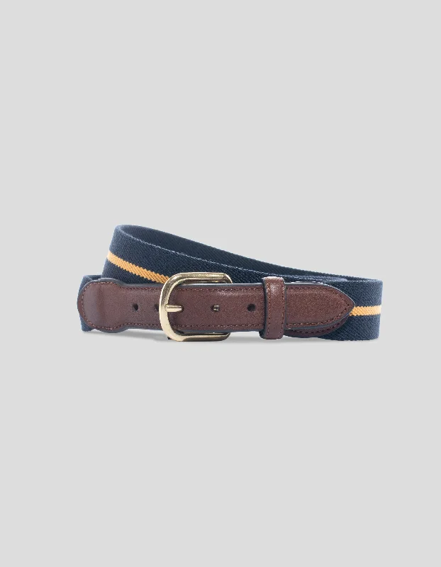 women's fair-trade dressesBELGAIN STRETCH BELT - NAVY/ YELLOW