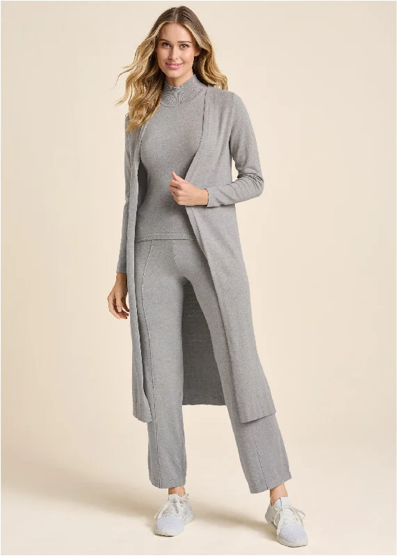 women's mini dressesKnit Fitted Cardigan - Heather Grey